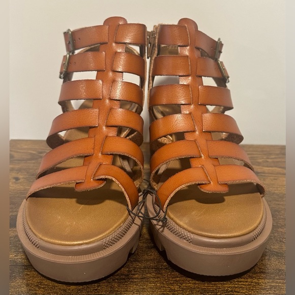 Pop Womens Cognac Sundress Heeled Sandals NWT Various Sizes - Picture 9 of 9